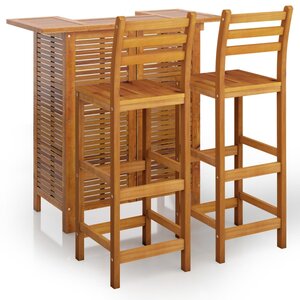 vidaXL Ensemble de bar de jardin 3 Pièces Bois d'acacia solide