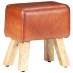 vidaXL Banc saut de cheval 38 cm marron cuir véritable et manguier