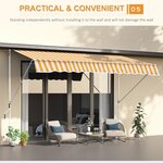 Store banne manuel rétractable 3L x 1 5l m inclinaison et hauteur réglable installation rapide métal alu polyester anti-UV jaune blanc rayé