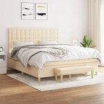 vidaXL Sommier à lattes de lit avec matelas Crème 160x200 cm Tissu