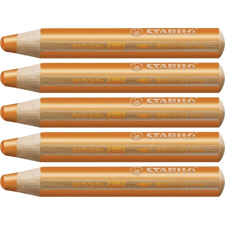 Crayon woody 3 en 1 extra large orange x 5 stabilo
