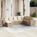 vidaXL Salon de jardin avec coussins 8 Pièces beige résine tressée