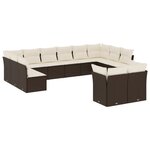 vidaXL Salon de jardin avec coussins 12 Pièces marron résine tressée