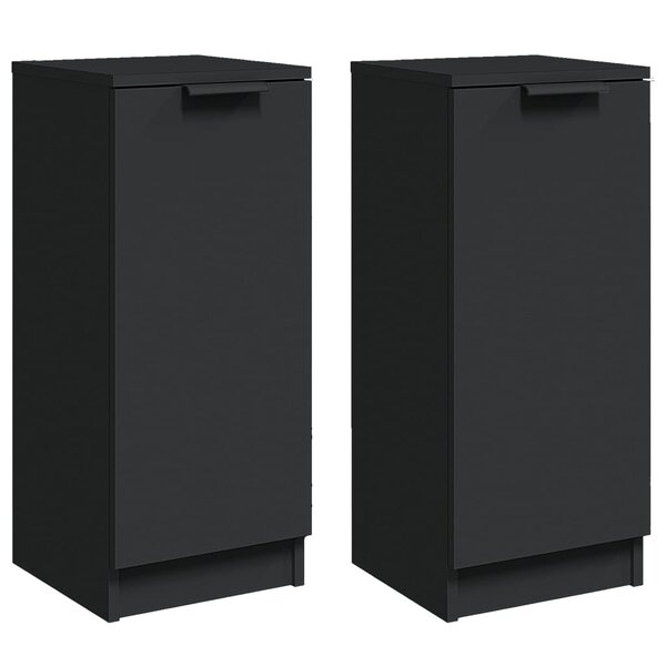 vidaXL Buffets 2 Pièces noir 30x30x70 cm bois d'ingénierie