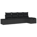 vidaXL Ensemble de 5 Canapés de Jardin avec Coussins Noir en Poly Rattan