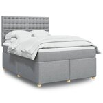 vidaXL Sommier à lattes de lit avec matelas Gris clair 140x190cm Tissu