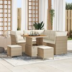 Ensemble de canapé de jardin vidaXL 8 pièces avec coussins beige en poly rattan