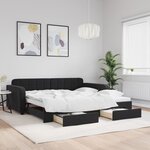 vidaXL Lit de jour avec gigogne et tiroirs sans matelas noir 100x200cm