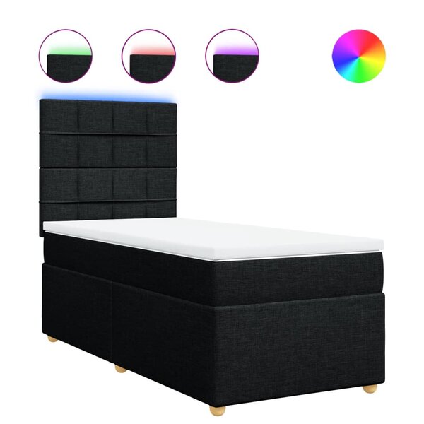 vidaXL Sommier à lattes de lit avec matelas Noir 90x190 cm Tissu