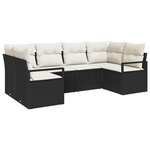 Ensemble de Canapés de Jardin 6 Pièces avec Coussins Noir Poly Rattan