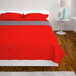 vidaXL Couvre-lit matelassé double-face Rouge et gris 220x240 cm
