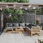 vidaXL Salon de jardin 9 Pièces avec coussin Bois d'acacia solide