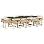vidaXL Ensemble à manger de jardin et coussins 15 Pièces beige