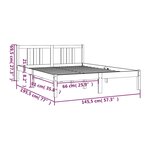 vidaXL Cadre de lit Gris Bois massif 140x190 cm