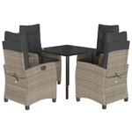 vidaXL Ensemble à manger de jardin et coussins 5 Pièces gris clair rotin