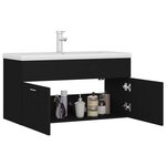 vidaXL Armoire d'évier avec lavabo intégré Noir Aggloméré