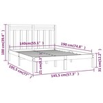vidaXL Cadre de lit Noir Bois de pin massif 140x190 cm