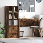vidaXL Bureau avec rangement Chêne fumé Bois d'ingénierie