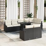 vidaXL Set de canapé de jardin 9 pièces avec coussins en poly rattan noir