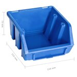 vidaXL Kit de bacs de stockage et panneaux muraux 128 Pièces Bleu et noir