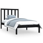 vidaXL Cadre de lit Noir Bois de pin massif 75x190 cm Petit simple