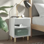 vidaXL Tables de chevet avec pieds en bois 2 Pièces Blanc 40x30x50 cm