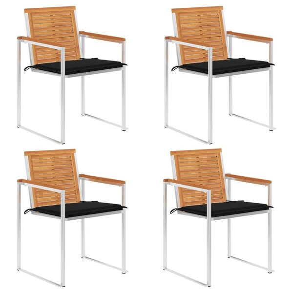 vidaXL Chaises de jardin 4 Pièces avec coussins Bois d'acacia massif