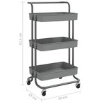 vidaXL Chariot de cuisine 3 niveaux Gris 42x35x85 cm Fer et ABS