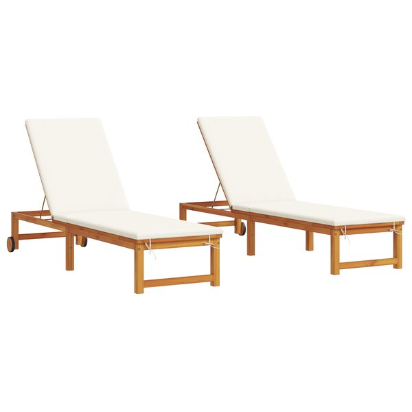 vidaXL Chaises longues 2 Pièces avec coussins en bois d'acacia massif