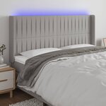 vidaXL Tête de lit à LED Gris clair 163x16x118/128 cm Tissu