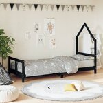 vidaXL Cadre de lit pour enfants noir 80x200 cm bois de pin massif