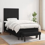 vidaXL Sommier à lattes de lit avec matelas Noir 90x200 cm Tissu