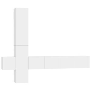 vidaXL Ensemble de meubles TV 5 Pièces Blanc Bois d'ingénierie