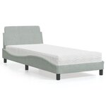 vidaXL Lit avec matelas gris clair 90x200 cm velours