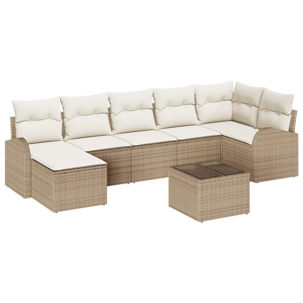 Ensemble de canapé de jardin 8 pièces avec coussins marron en poly rotin