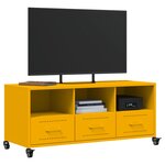 vidaXL Meuble TV jaune moutarde 100 5x39x43 5 cm acier laminé à froid