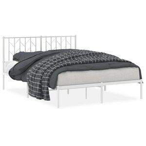 vidaXL Cadre de lit métal avec tête de lit blanc 140x190 cm