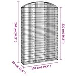 vidaXL Panier de gabions arqué 150x30x220/240 cm Fer galvanisé