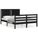 vidaXL Cadre de lit avec tête de lit noir 140x200 cm bois massif