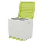 PLASTIKEN Coffre cadenassable avec roulettes - 190 L - Fonctionnel et esthétique - Beige et Pistache