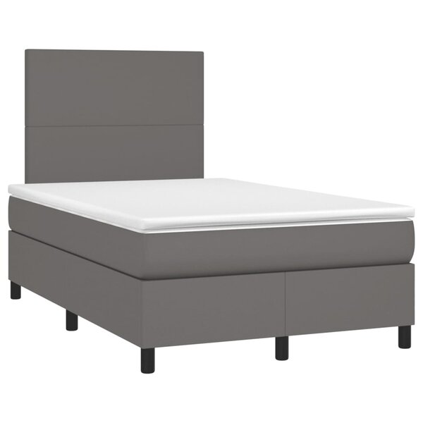 vidaXL Sommier à lattes de lit avec matelas gris 120x190 cm similicuir