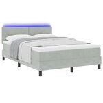 lit box spring vidaXL avec matelas et lumière LED gris clair 140x190 cm en velours