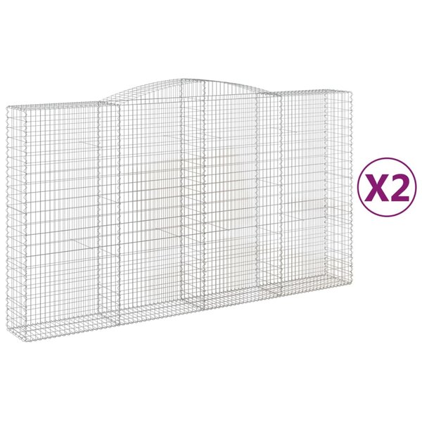 vidaXL Paniers à gabions arqués 2 Pièces 400x50x220/240 cm Fer galvanisé