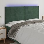 vidaXL Tête de lit à LED Vert foncé 160x5x118/128 cm Velours