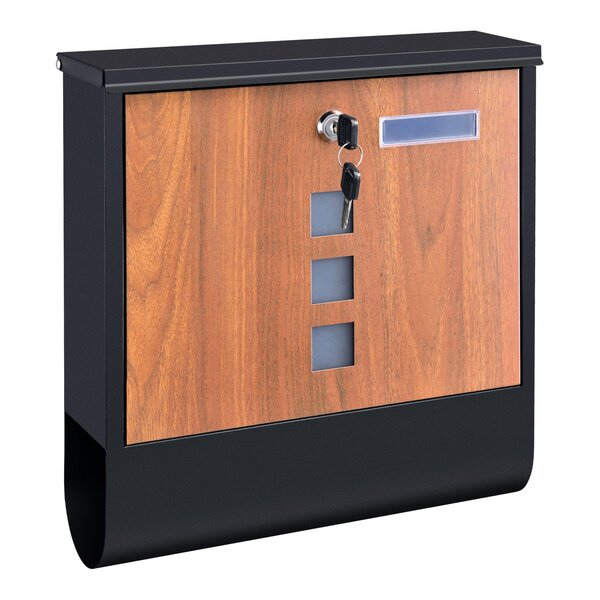 Boîte aux lettres acier galvanisé 34x31x10 cm gris anthracite effet de bois 03_0006530