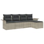 vidaXL Ensemble de canapé de jardin 5 pièces avec coussins gris clair en poly rotin