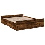vidaXL Cadre de lit à tiroirs chêne fumé 140x200 cm bois d'ingénierie