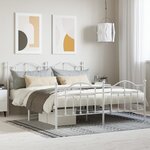 vidaXL Cadre de lit métal sans matelas et pied de lit blanc 180x200 cm