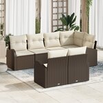 vidaXL Ensemble de salon de jardin 7 pièces avec coussins en poly rotin marron