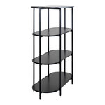 Étagère noire ovale à 4 étage avec cadre noir 85 x 36 x 111 cm